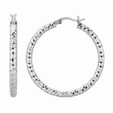 Sterling Silver 4x25MM Diamond Cut Hoop Earring